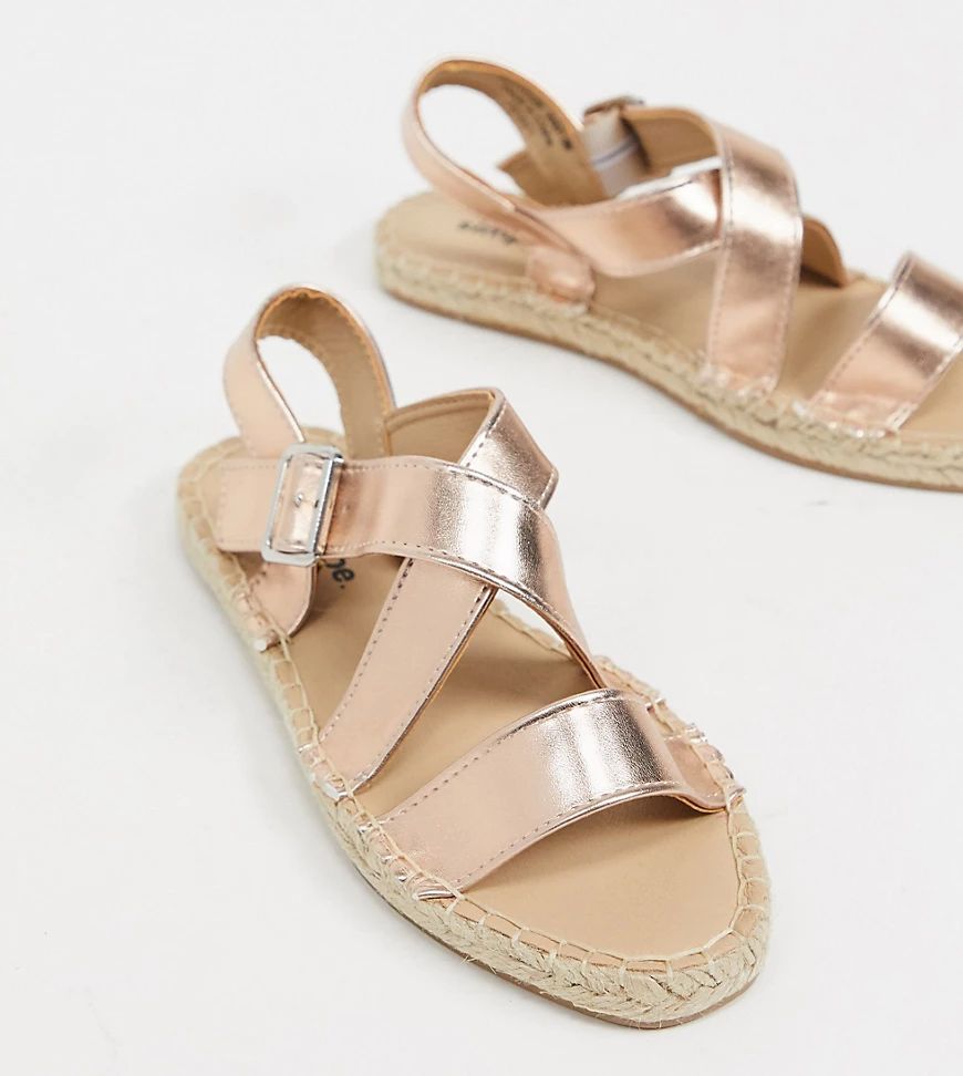 extra wide fit strappy sandals in gold