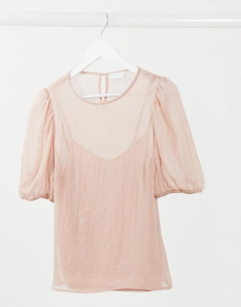 puff sleeve top in pink