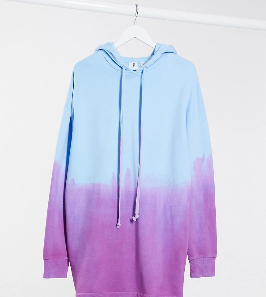 graphic print dip dye hoodie dress-Multi