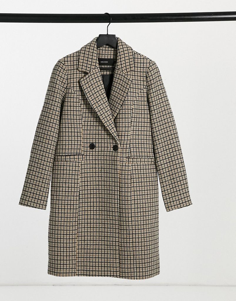 slim overcoat in check-Multi