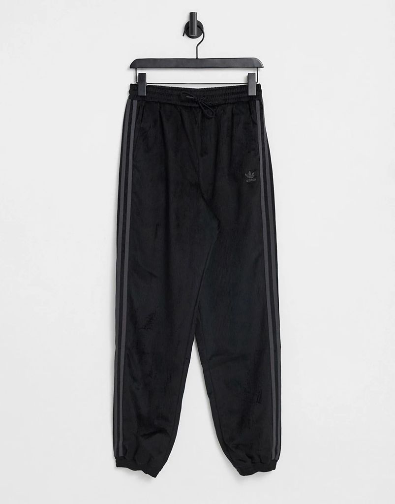'Comfy Cords' velvet corduroy cuffed joggers in black