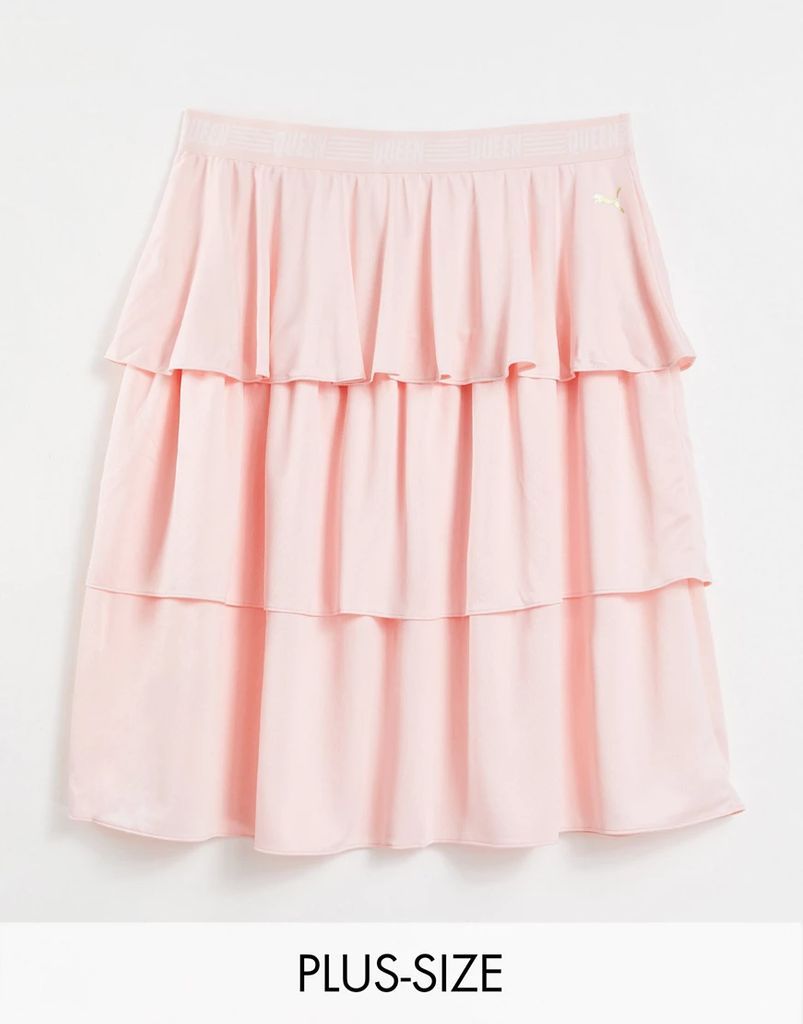 Queen PLUS frill tiered skirt in pastel pink