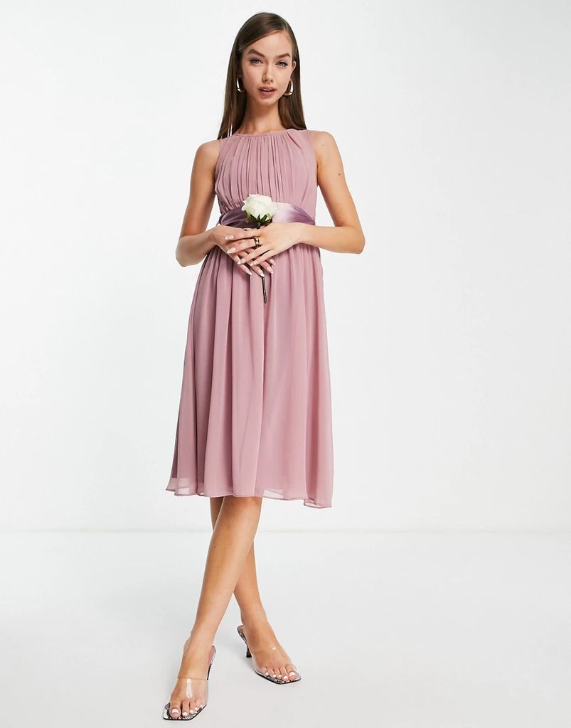 Bridesmaids skater dress in dusty pink