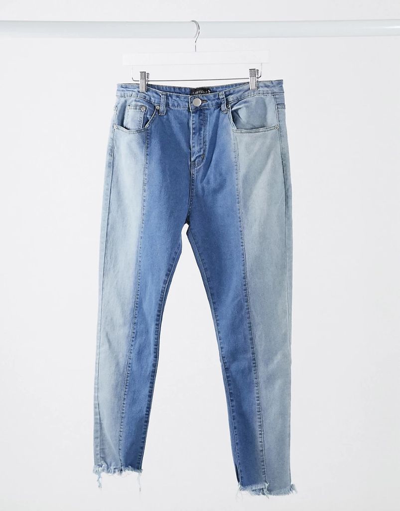 panelled jeans in blue