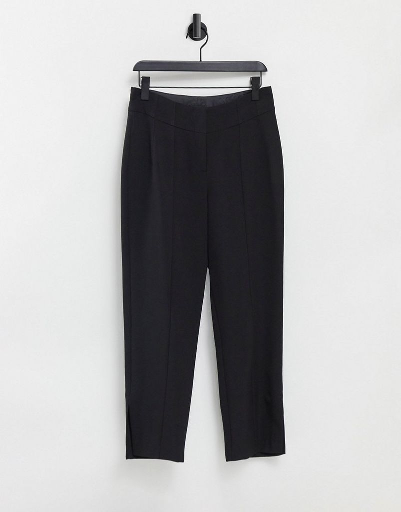 side split trousers in black