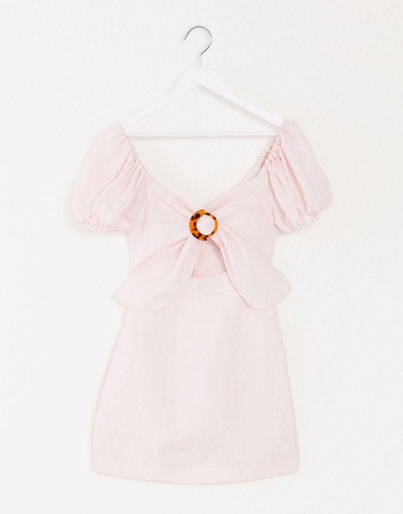 Solace puff sleeve mini dress in flamingo-Pink