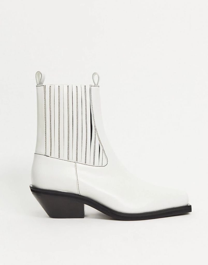 Astronomy premium leather ankle boots in white