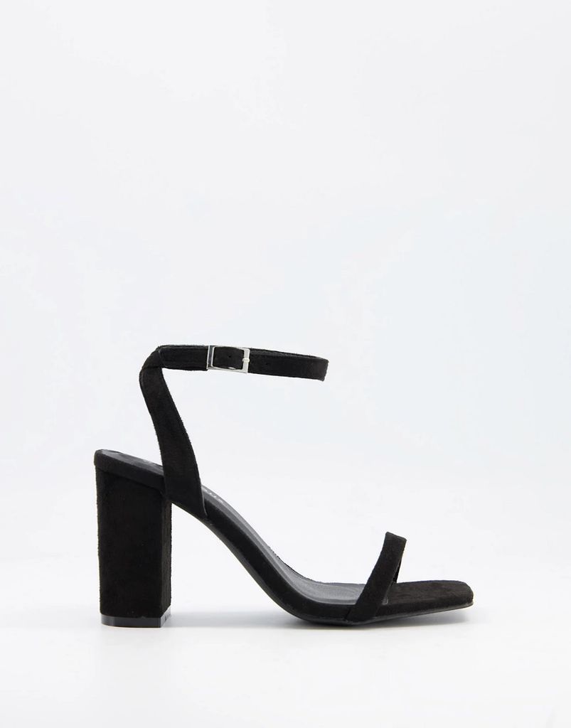 heeled sandals with block heels in black