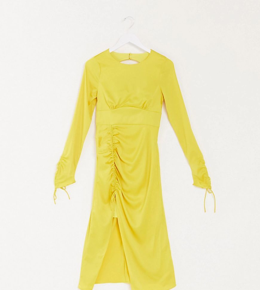 exclusive sweetest thing midi dress in lemon-Yellow