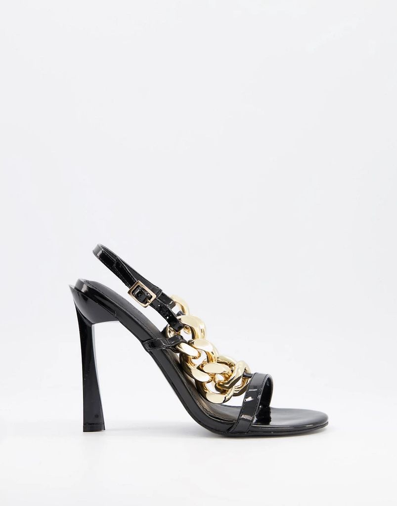 Nimble high-heeled sandals with chunky chain in black