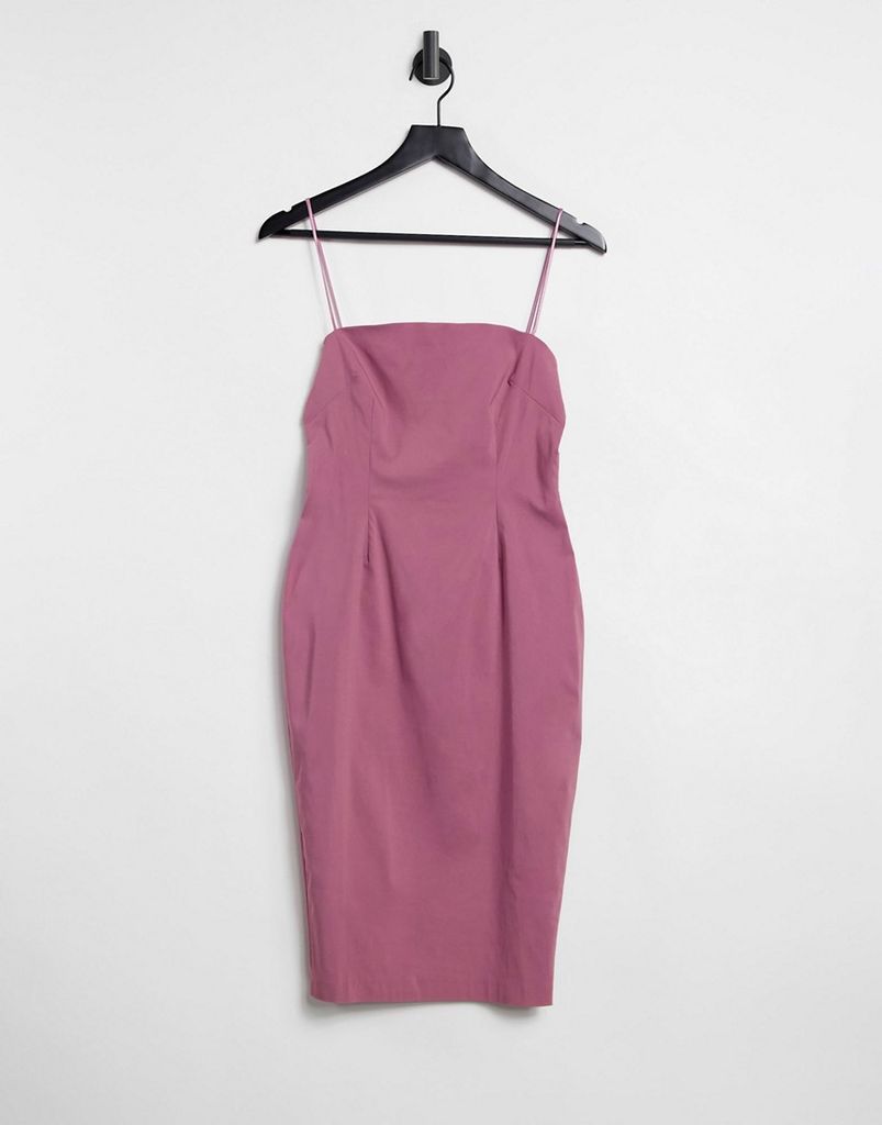 strappy midi dress in rose pink