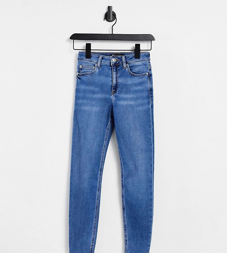 ASOS DESIGN Petite high rise ridley 'skinny' jeans in pretty mid stonewash-Blue