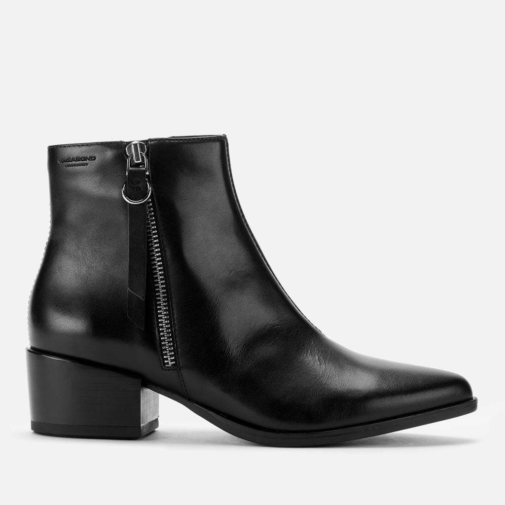 Women's Marja Leather Heeled Ankle Boots - Black - UK 3