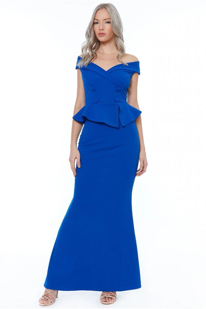 Bardot Crossover Maxi Dress - Vividblue