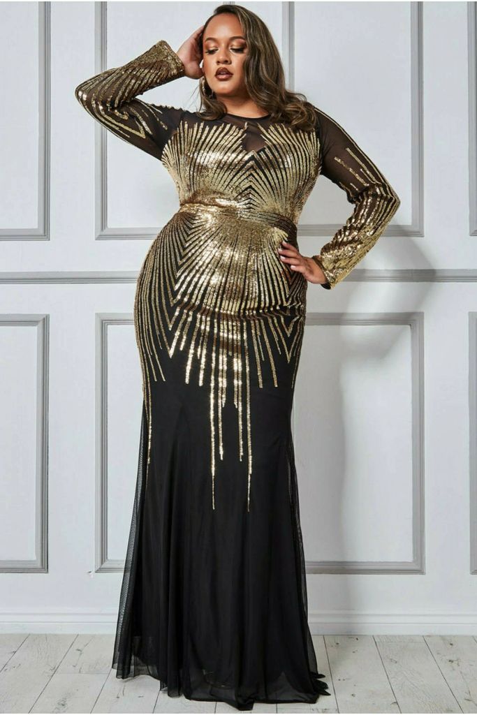 Shooting Star Sequin Maxi Dress - Gold
