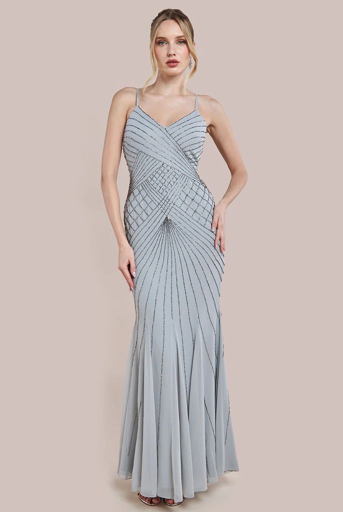Sleeveless Embellished Maxi Dress - Silver
