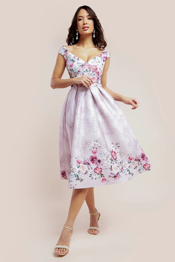Sweetheart Floral Midi Dress - Blush