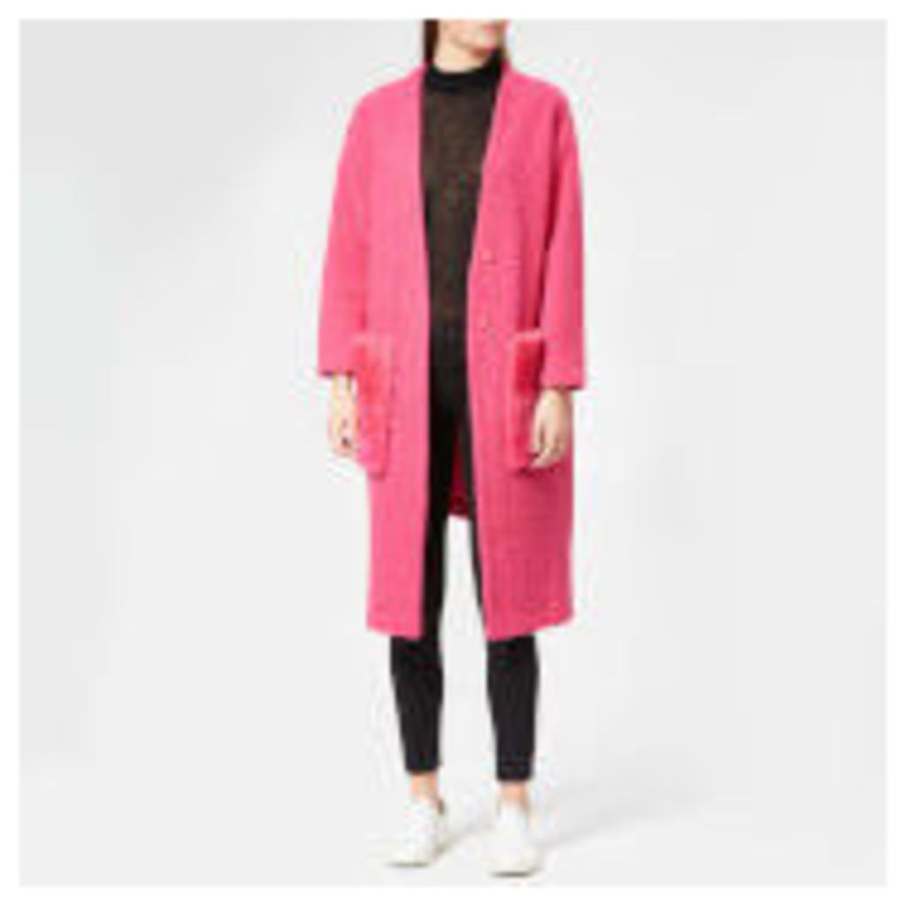 Anne Vest Women's May Asymmetric Cardigan - Pink with Pink Shearling Pocket