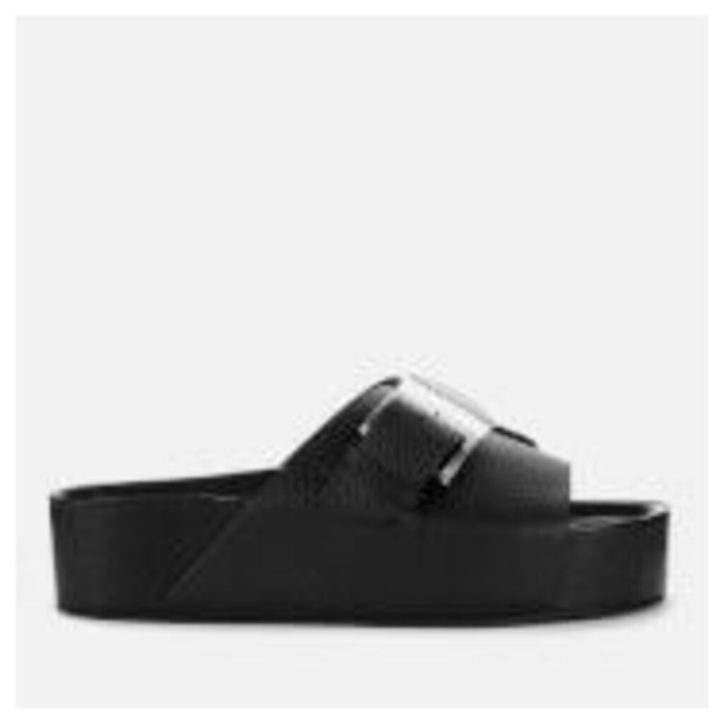 Women's Chunk Leather Slide Sandals - Black - UK 4