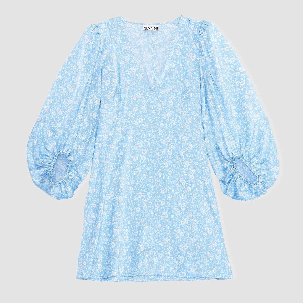 Women's Silk Stetch Satin Mini Dress - Alaskan Blue - EU 38/UK 10