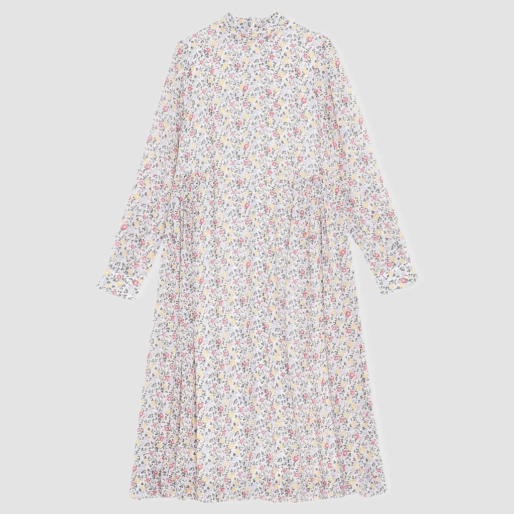Women's Printed Georgette Midi Dress - Egret - EU 34/UK 6