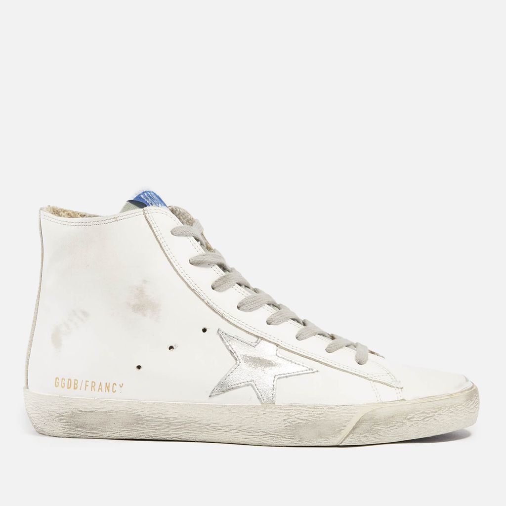 Francy Distressed Leather and Suede High-Top Trainers - UK 4