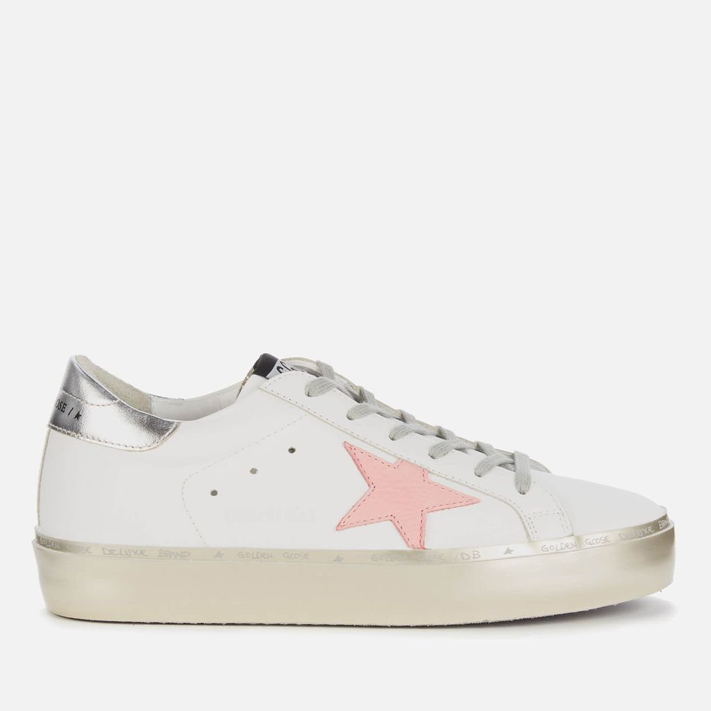 Women's Hi Star Leather Flatform Trainers - White/Pink Pastel/Silver/Gold - UK 8