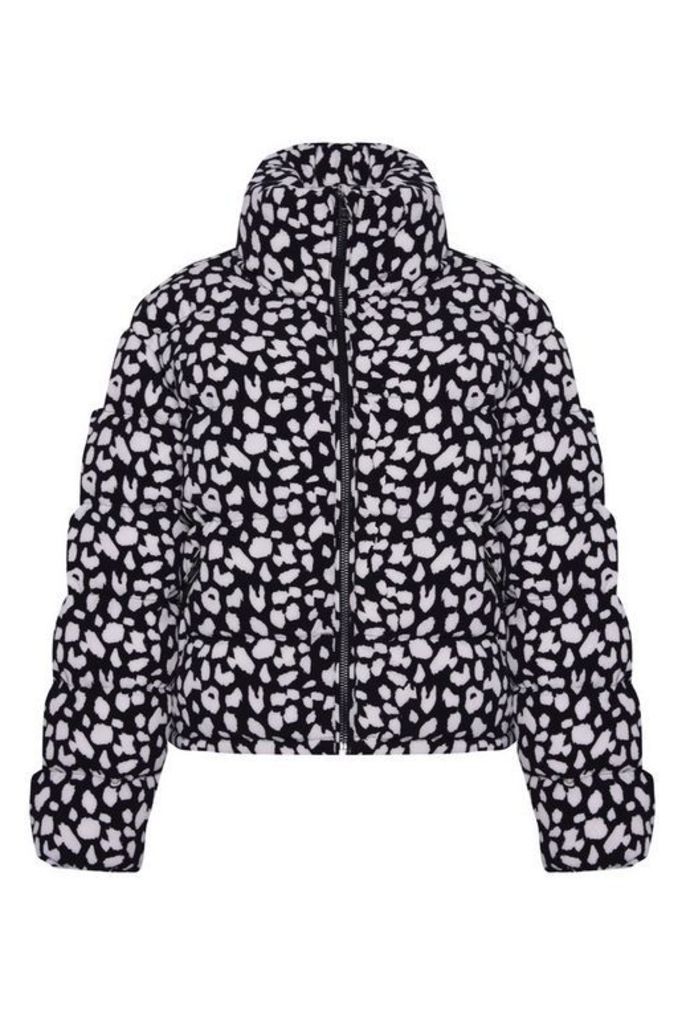 Womens **Snow Leopard Print Puffer Jacket By Glamorous - Multi, Multi