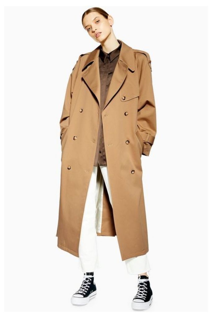 Womens **Twill Trench By Boutique - Taupe, Taupe
