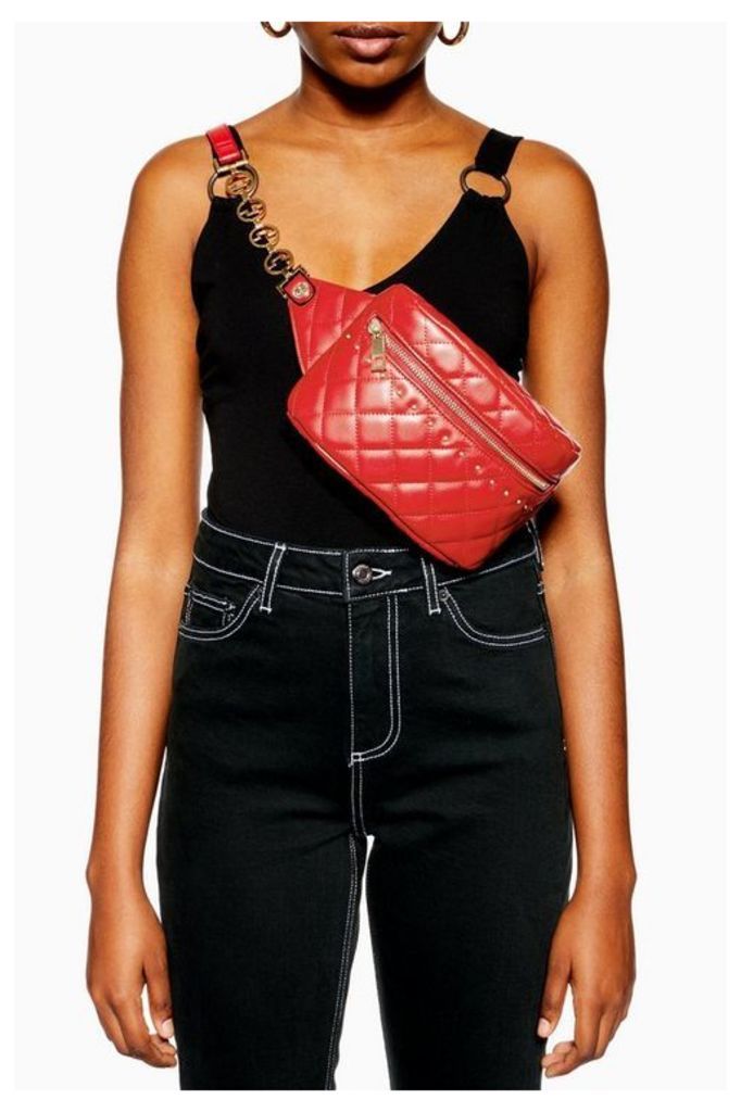 Womens Britt Red Quilted Bumbag - Red, Red