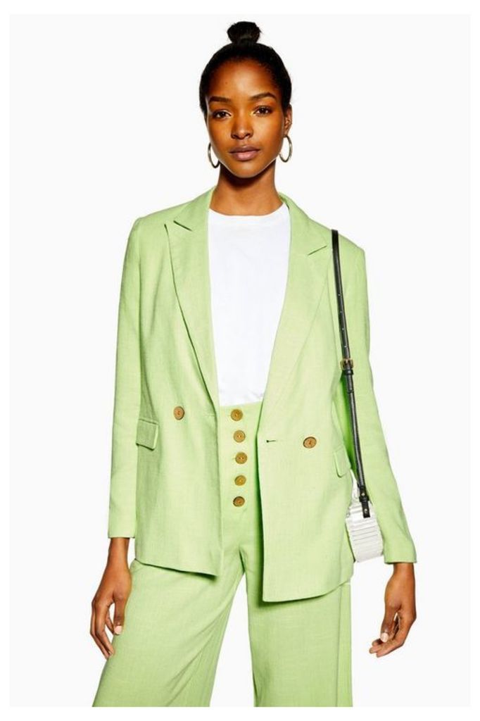 Womens Apple Green Blazer With Linen - Apple, Apple