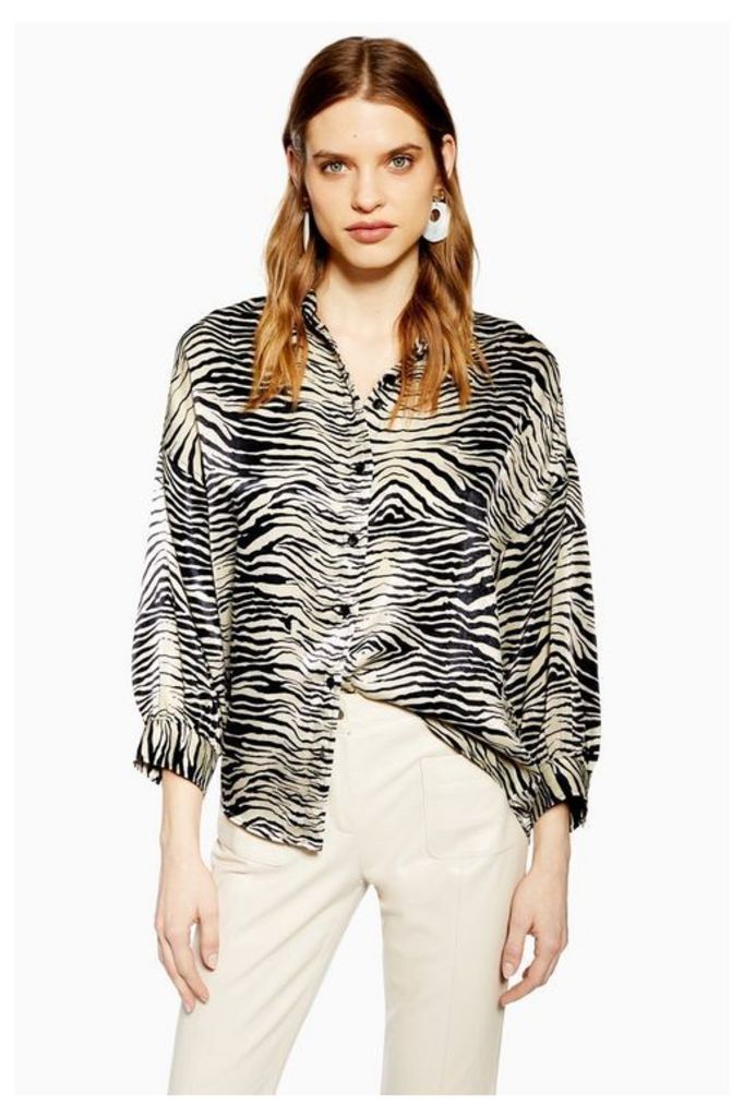 Womens Tall Zebra Print Shirt - Monochrome, Monochrome