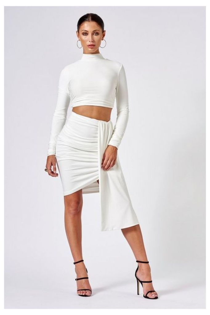 Womens **White Ruched Layered Mini Skirt By Club L - White, White