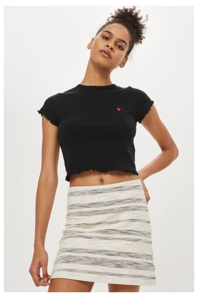 Womens Striped Boucle A-Line Skirt - Monochrome, Monochrome