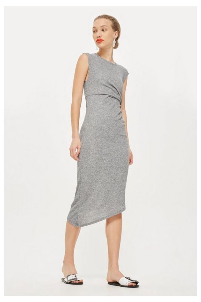 Womens Drape Side Maxi Dress - Grey, Grey