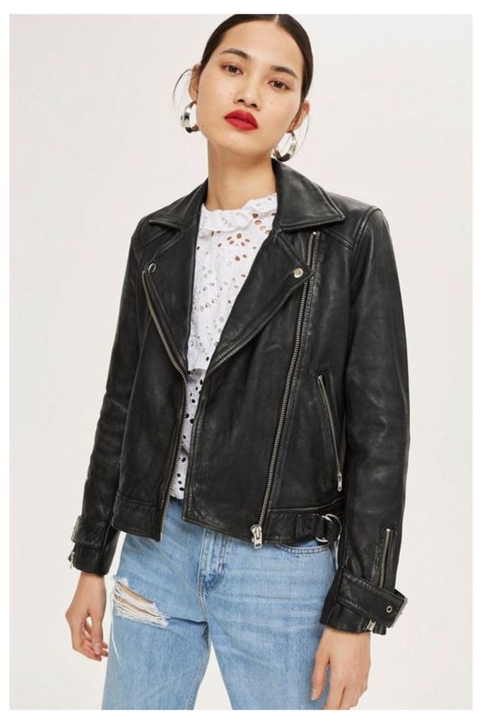 Womens Tall Leather Jacket - Black, Black