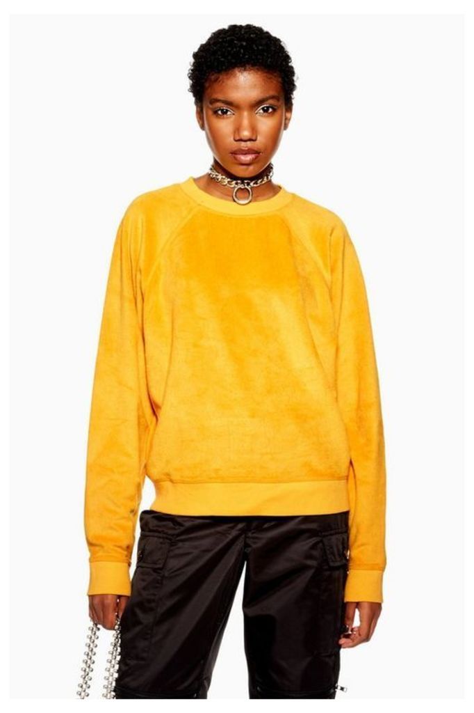 Womens Furry Sweatshirt - Mustard, Mustard