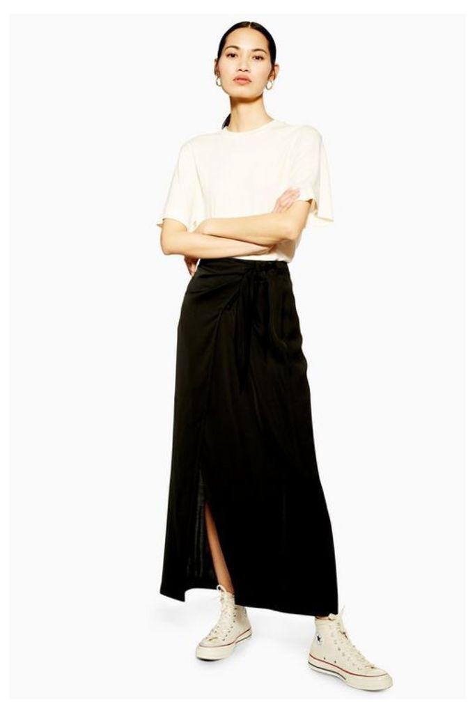 Womens **Black Wrap Skirt By Topshop Boutique - Black, Black