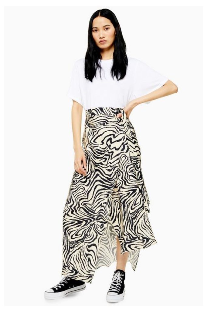 Womens **Zebra Silk Bias Skirt By Topshop Boutique - Multi, Multi