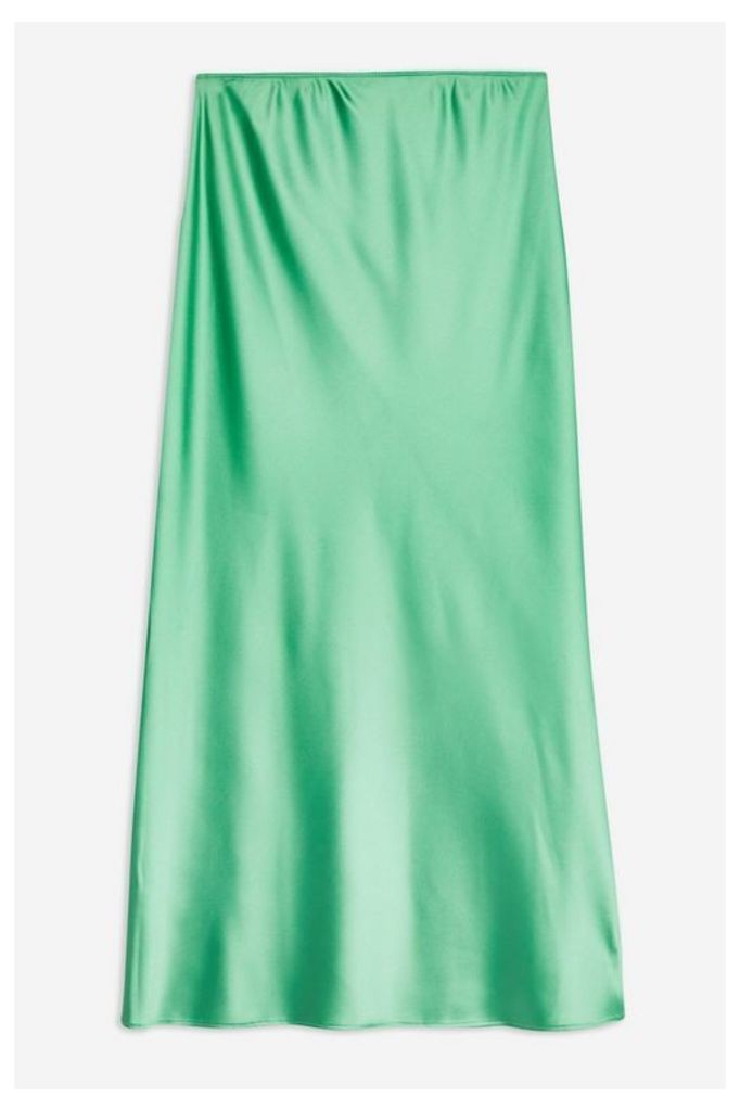 Womens Tall Satin Bias Skirt - Green, Green