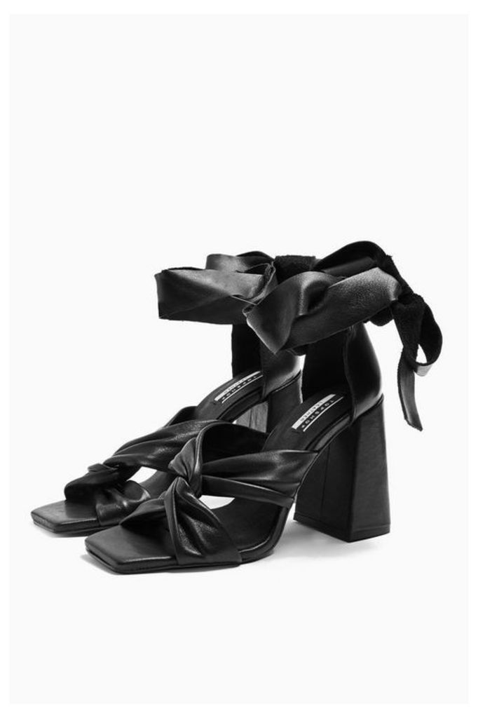 Womens Revolve Black Leather High Sandals - Black, Black