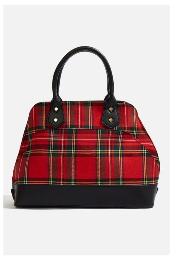 Womens **Tartan Kettle Tote Bag By Skinnydip - Red, Red