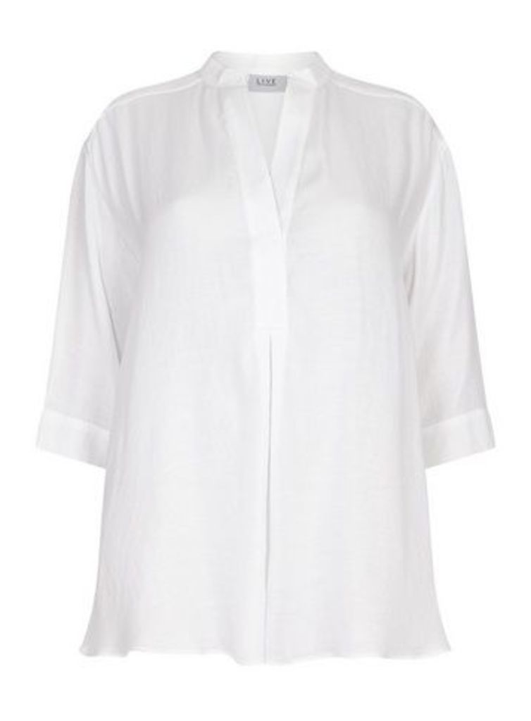 **Live Unlimited White Oversized Chambray Blouse, White