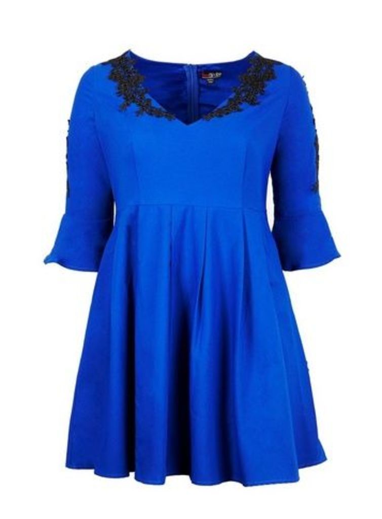 **Lovedrobe Cobalt Blue Skater Dress, Royal Blue