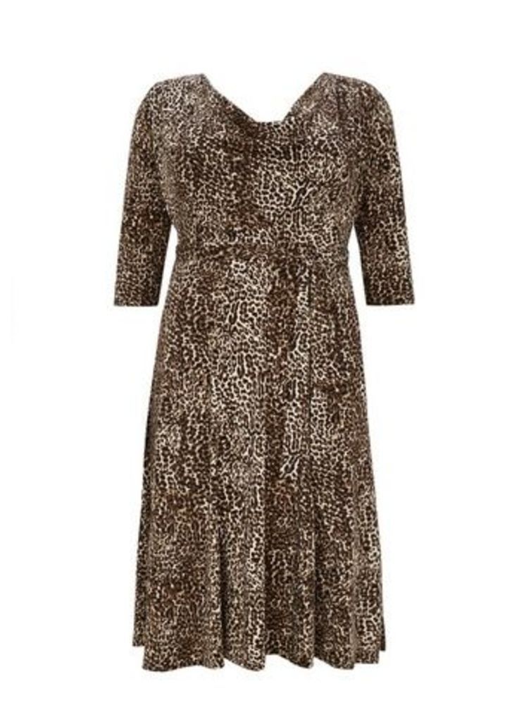 **Scarlett And Jo Brown Leopard Print Dress, Mid Brown