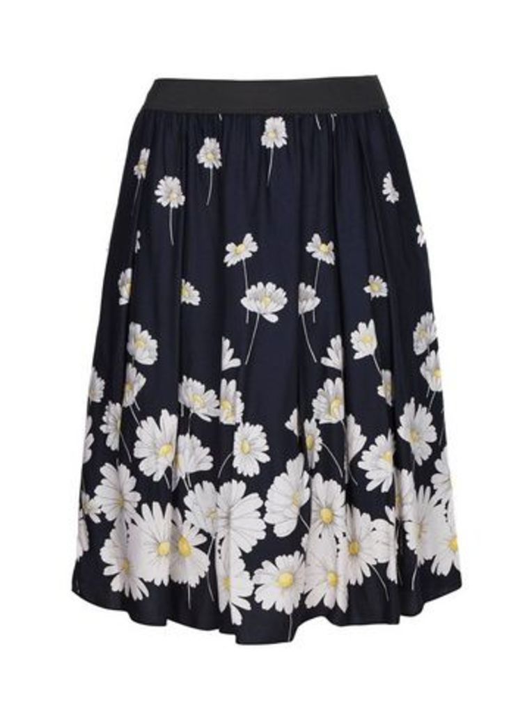 **Scarlett & Jo Navy Blue Daisy Print Full Skirt, Dark Multi