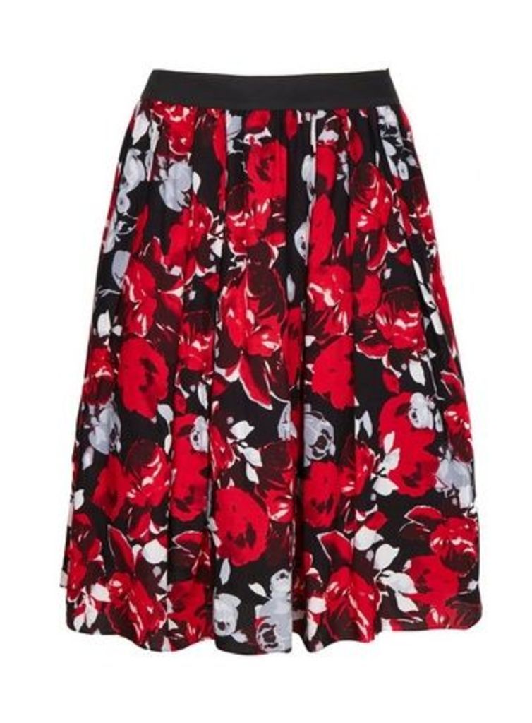 **Scarlett & Jo Red Rose Print Skirt, Red
