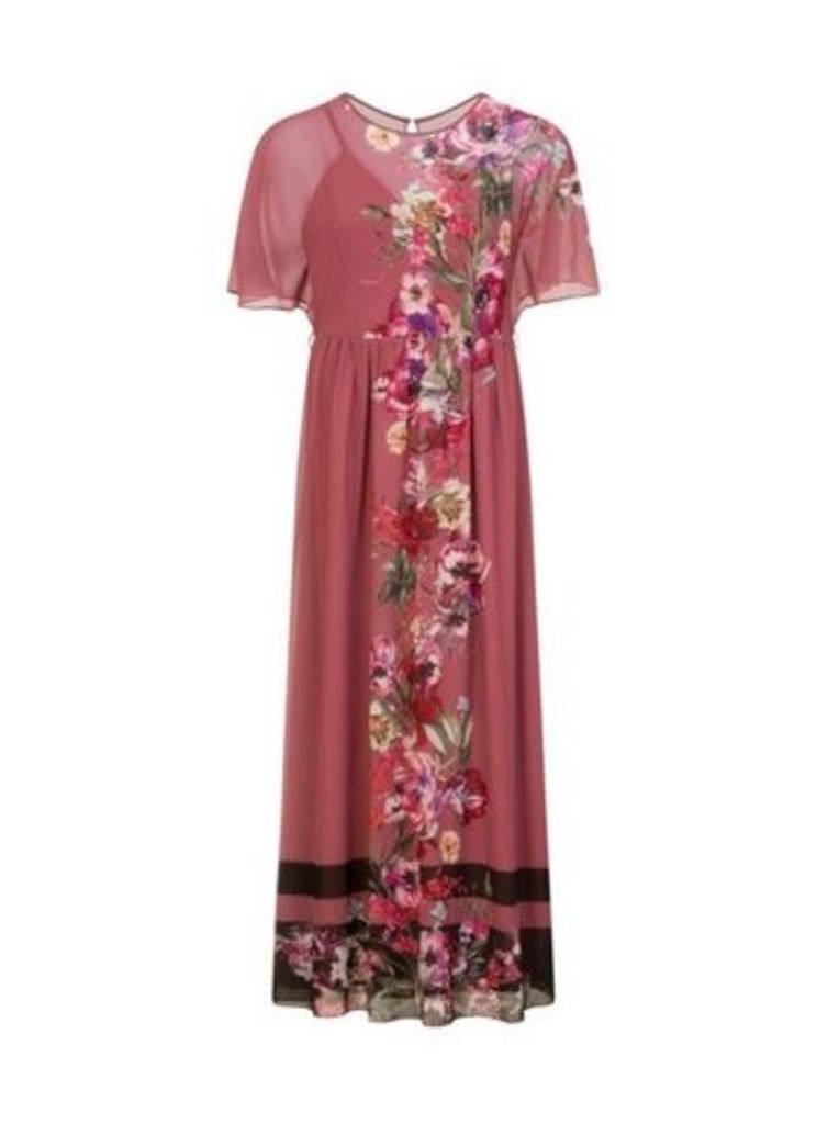 **Little Mistress Pink Floral Striped Maxi Dress, Bright Multi