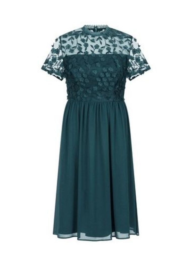 **Chi Chi London Emerald Floral Midi Dress, Green