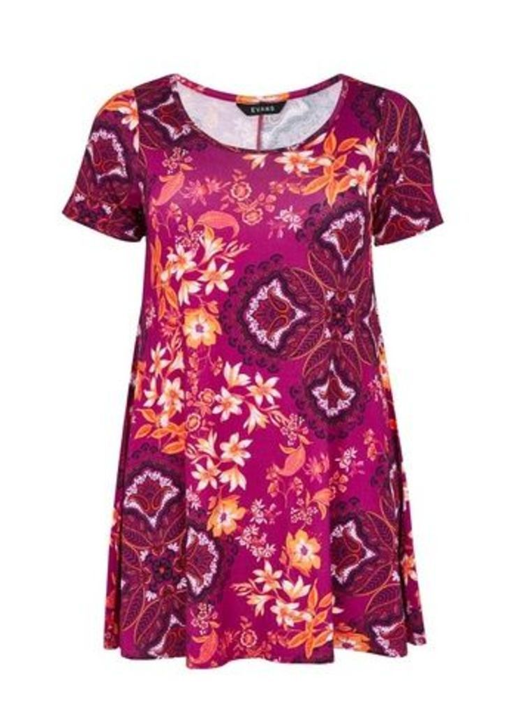 Pink Floral Print Swing Tunic, Others